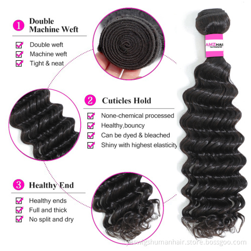 2021 Spring Season Deep Wave Brazilian Human Hair Weave Bundle Extensions Brazilian Hair Deep Wave Bundle Extensions For Women